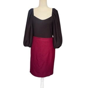 J. Crew Deep Red Pencil Skirt Size 4 Petite Wool Skirt
